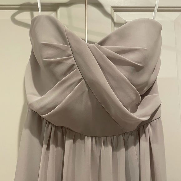 Strapless Georgette A-Line Gown, Oyster, Size 8 - Picture 5 of 6